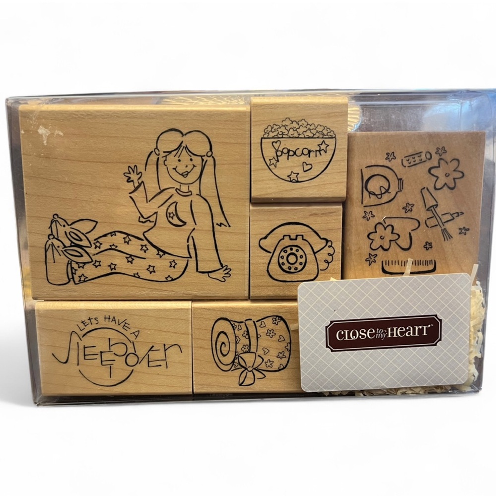 ✨NWOT Close to My Heart Wooden Stamp Set - SLEEPOVER